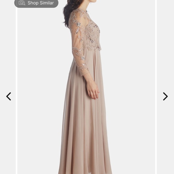 Taupe Beaded Top Long Chiffron Skirt Dress New With Tags from Lord and Taylor - Picture 3 of 6